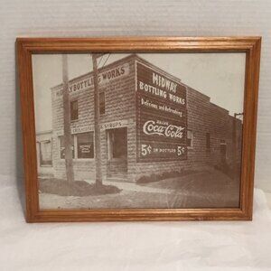 Vintage framed advertising photograph of Coca Cola Midway Bottling Works